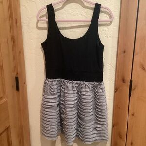 Miley Cyrus & Max Azria Black & Grey Ruffled Mini Dress Size XL NWOT